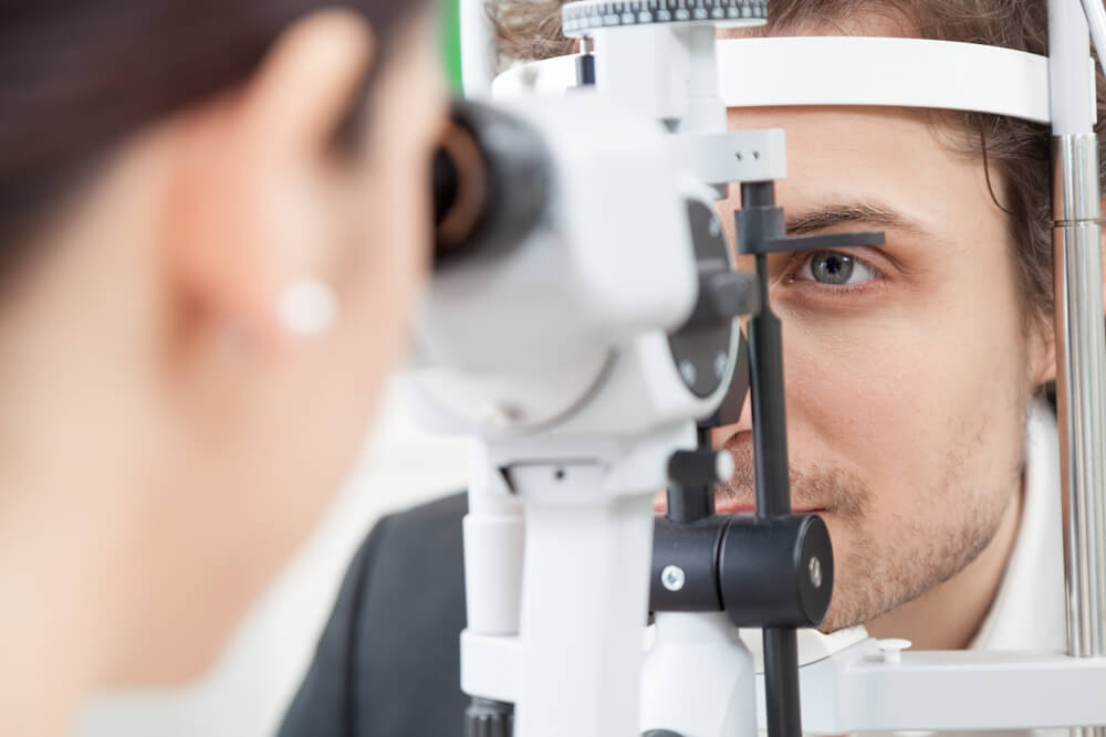 Man getting a retinal exam